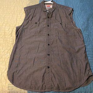 All Son Cut Off Sleeve Button Down Shirt